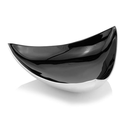 14" Black and Silver Aluminum Triangular Bowl
