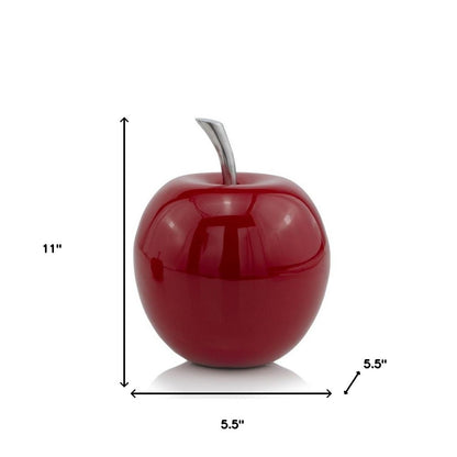 11" Red and Silver Aluminum Decorative Apple HomeRoots
