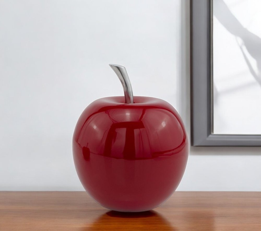 11" Red and Silver Aluminum Decorative Apple HomeRoots