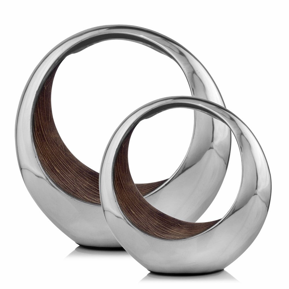 16" Silver and Brown Buffed Aluminum Tabletop Sculpture HomeRoots