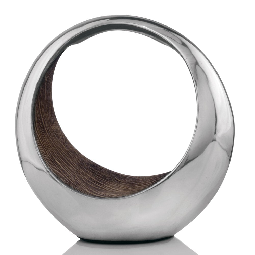 16" Silver and Brown Buffed Aluminum Tabletop Sculpture HomeRoots