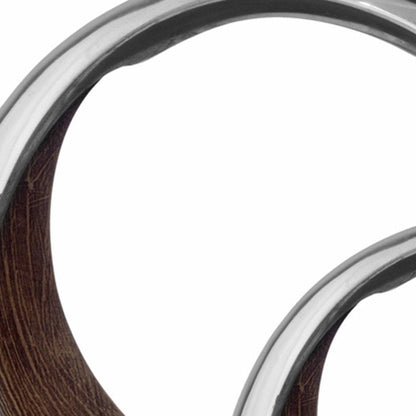 16" Silver and Brown Buffed Aluminum Tabletop Sculpture HomeRoots