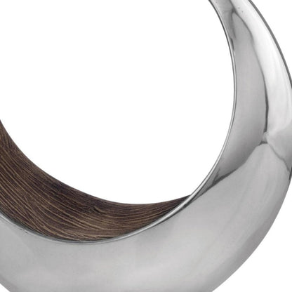 16" Silver and Brown Buffed Aluminum Tabletop Sculpture HomeRoots