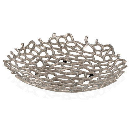 15" Silver Aluminum Coral Decorative Bowl HomeRoots