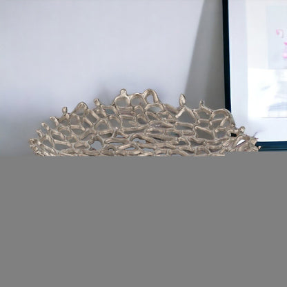 15" Silver Aluminum Coral Decorative Bowl HomeRoots