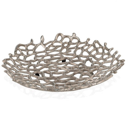15" Silver Aluminum Coral Decorative Bowl HomeRoots
