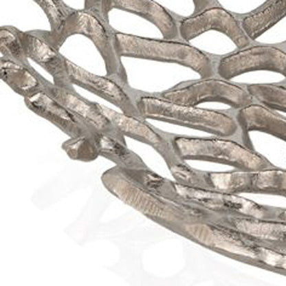 15" Silver Aluminum Coral Decorative Bowl HomeRoots
