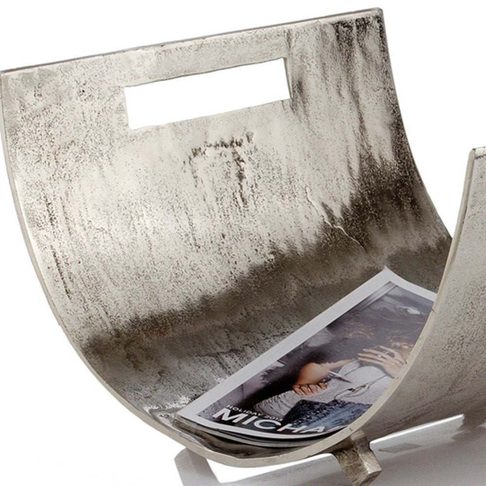 17" Brushed Silver Modern Magazine Basket HomeRoots