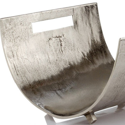 17" Brushed Silver Modern Magazine Basket HomeRoots