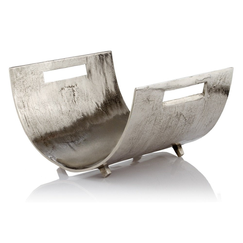 17" Brushed Silver Modern Magazine Basket HomeRoots