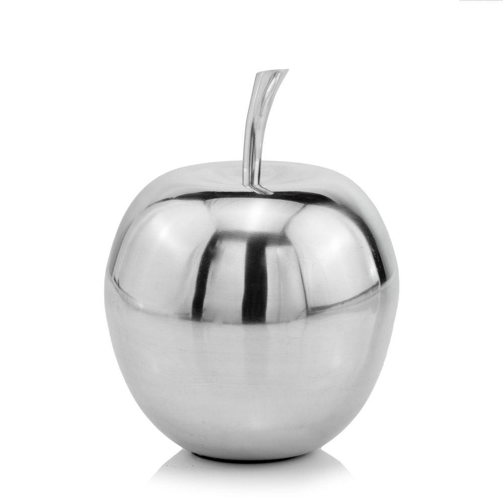 11" Silver Buffed Aluminum Decorative Apple Tabletop Sculpture HomeRoots