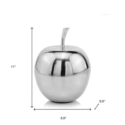 11" Silver Buffed Aluminum Decorative Apple Tabletop Sculpture HomeRoots