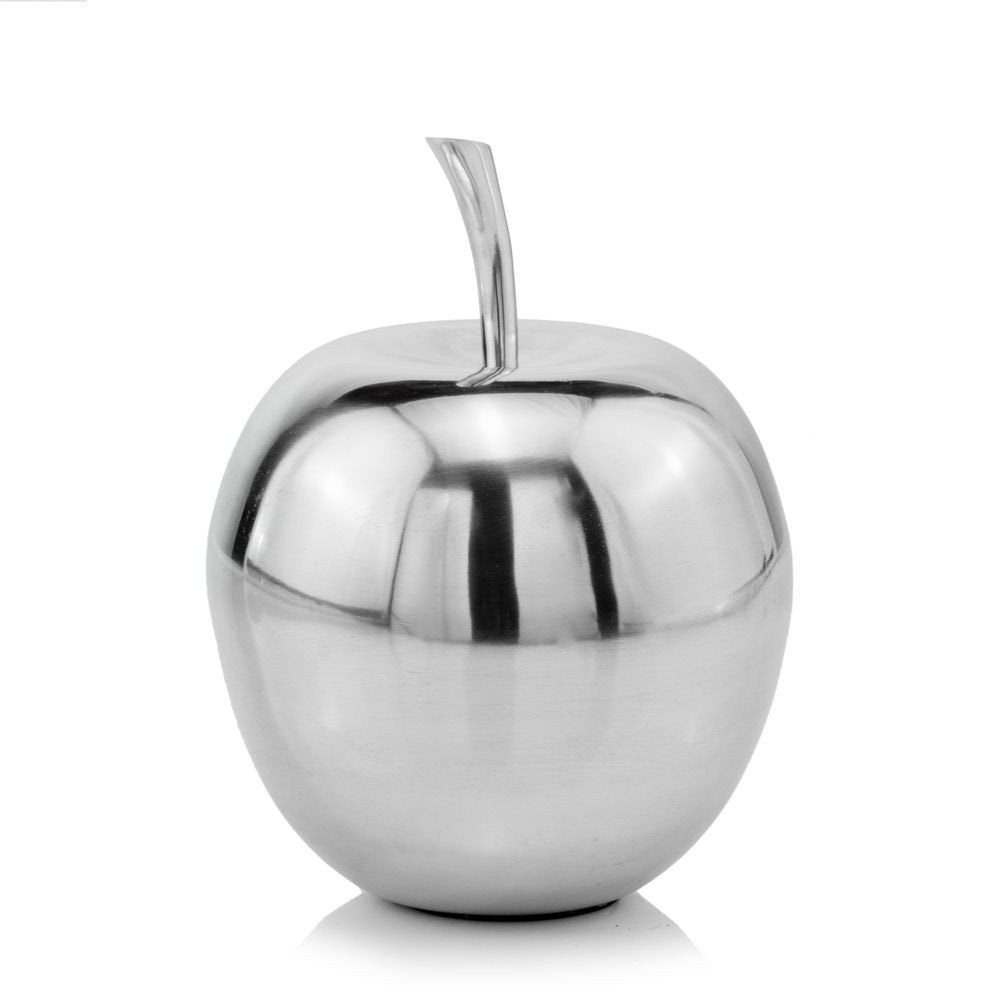 11" Silver Buffed Aluminum Decorative Apple Tabletop Sculpture HomeRoots