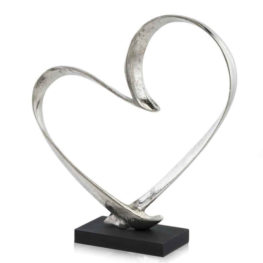 16" Raw Silver And Black Heart Sculpture HomeRoots