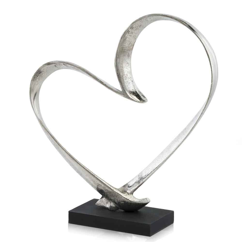 16" Raw Silver And Black Heart Sculpture HomeRoots