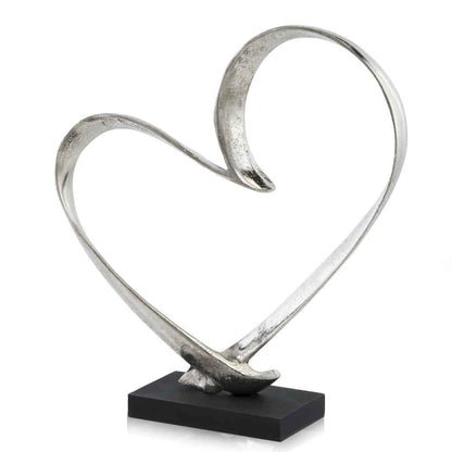 16" Raw Silver And Black Heart Sculpture HomeRoots