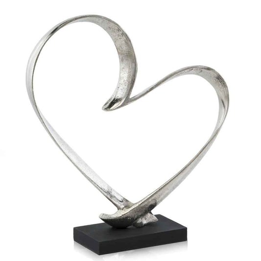 16" Raw Silver And Black Heart Sculpture HomeRoots