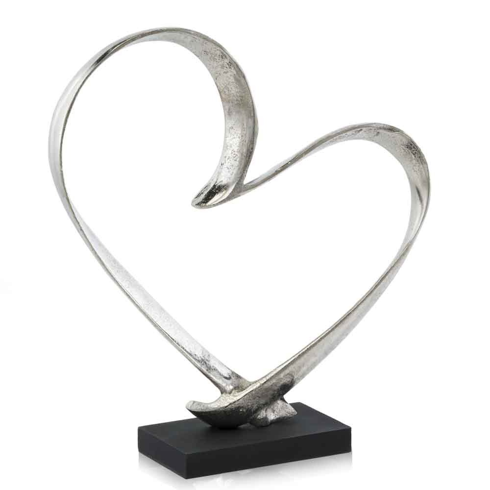 16" Raw Silver And Black Heart Sculpture HomeRoots