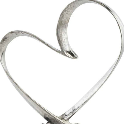 16" Raw Silver And Black Heart Sculpture