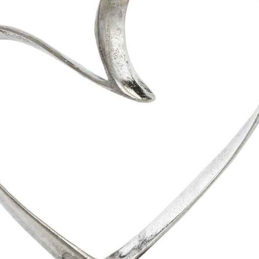 16" Raw Silver And Black Heart Sculpture HomeRoots