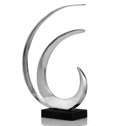 18" Black and Silver Buffed Aluminum Tabletop Sculpture HomeRoots