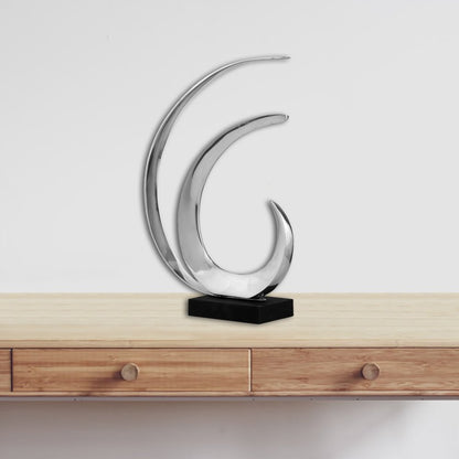 18" Black and Silver Buffed Aluminum Tabletop Sculpture HomeRoots