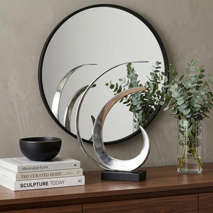 18" Black and Silver Buffed Aluminum Tabletop Sculpture HomeRoots