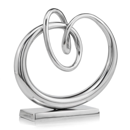 17" Silver Buffed Aluminum Modern Abstract Tabletop Sculpture HomeRoots