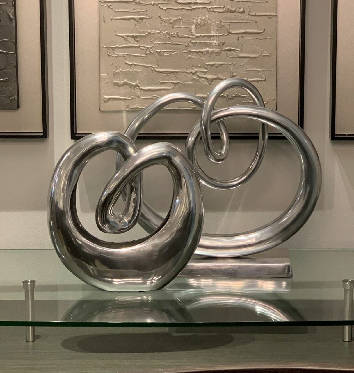 17" Silver Buffed Aluminum Modern Abstract Tabletop Sculpture HomeRoots