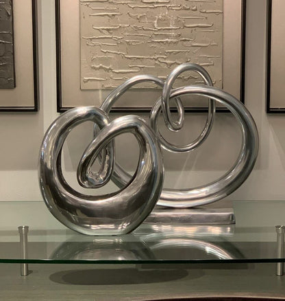 17" Silver Buffed Aluminum Modern Abstract Tabletop Sculpture HomeRoots