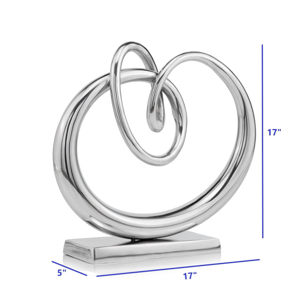 17" Silver Buffed Aluminum Modern Abstract Tabletop Sculpture — view 3