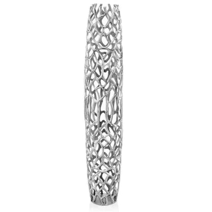 47" Aluminum Silver Twigs Cylinder Floor Vase HomeRoots