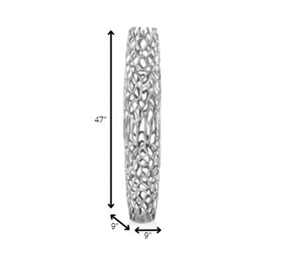 47" Aluminum Silver Twigs Cylinder Floor Vase HomeRoots