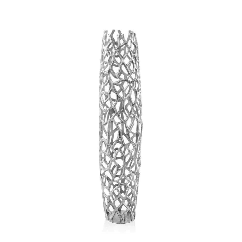 47" Aluminum Silver Twigs Cylinder Floor Vase HomeRoots