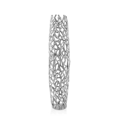 47" Aluminum Silver Twigs Cylinder Floor Vase HomeRoots