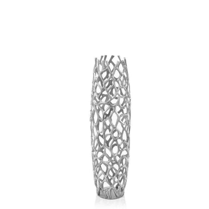 47" Aluminum Silver Twigs Cylinder Floor Vase HomeRoots