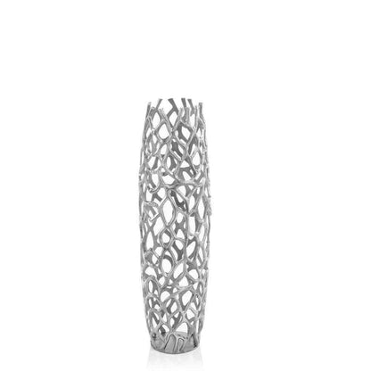 47" Aluminum Silver Twigs Cylinder Floor Vase HomeRoots