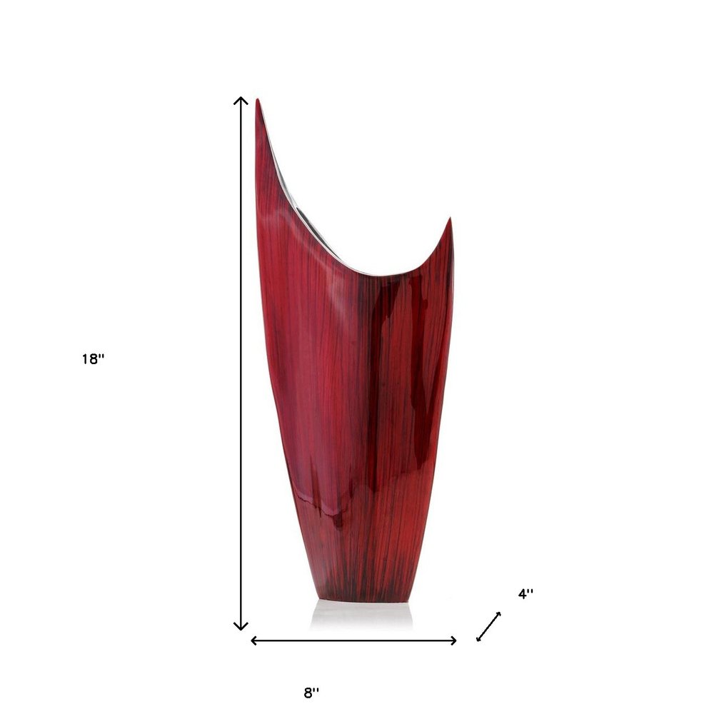 18" Red Aluminum Pointy Table Vase HomeRoots