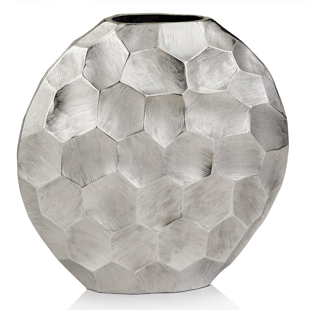 12" Silver Aluminum Cylinder Table Vase HomeRoots