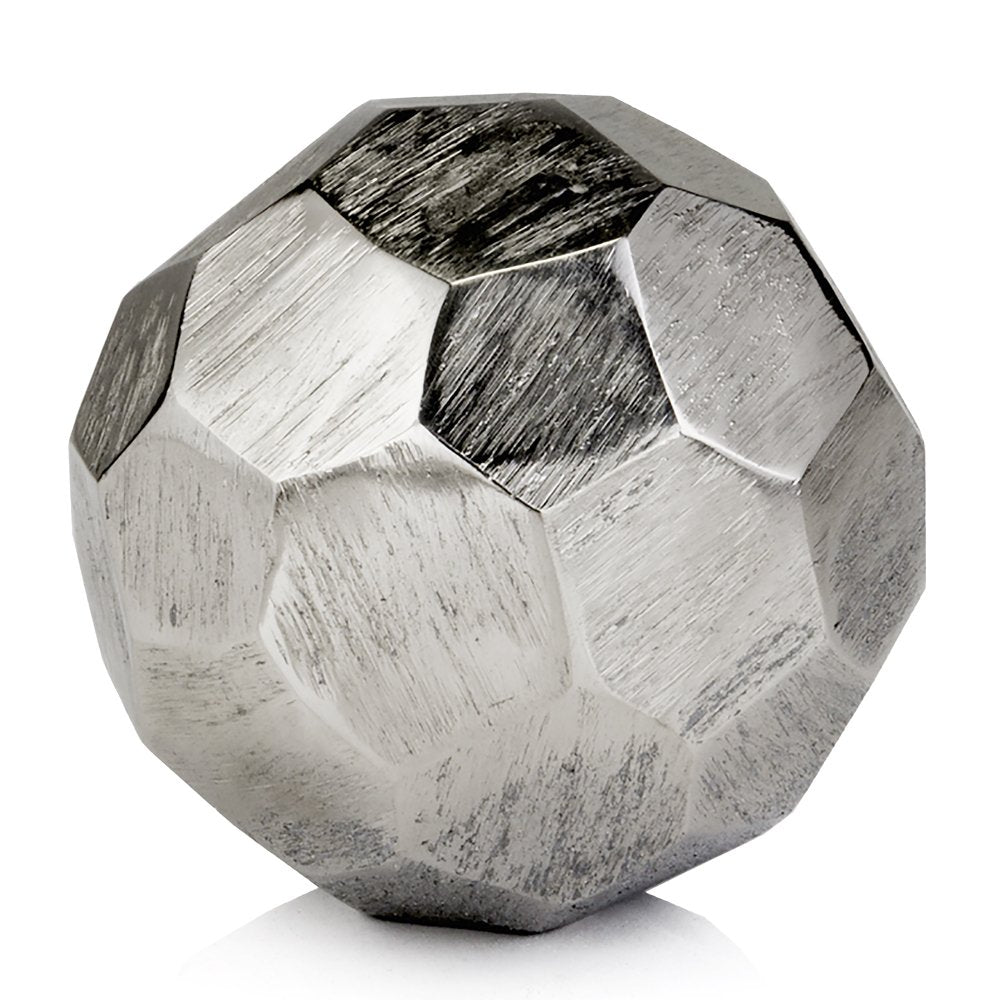 4" Silver Rough Hewn Faceted Sphere HomeRoots