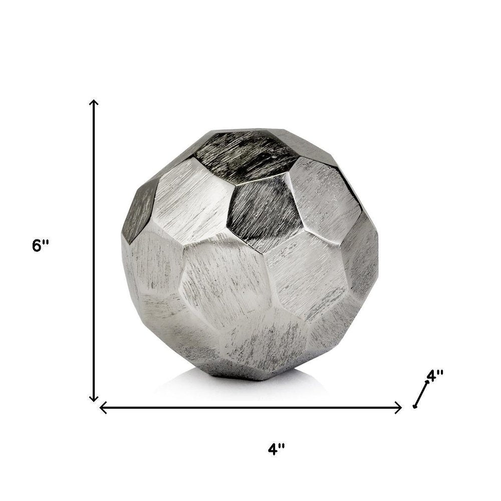 4" Silver Rough Hewn Faceted Sphere HomeRoots