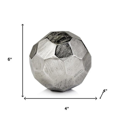 4" Silver Rough Hewn Faceted Sphere HomeRoots