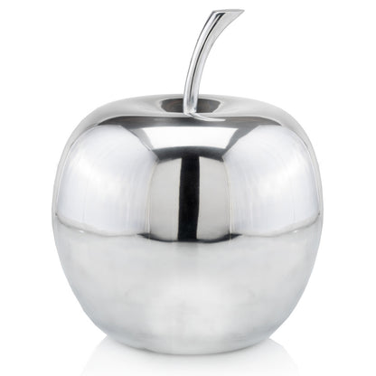 13" Silver Buffed Aluminum Decorative Apple Tabletop Sculpture