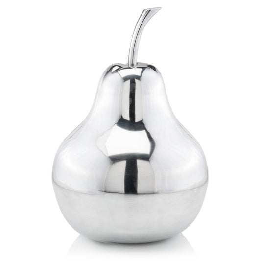 7" Silver Buffed Aluminum Decorative Pear Tabletop Sculpture HomeRoots