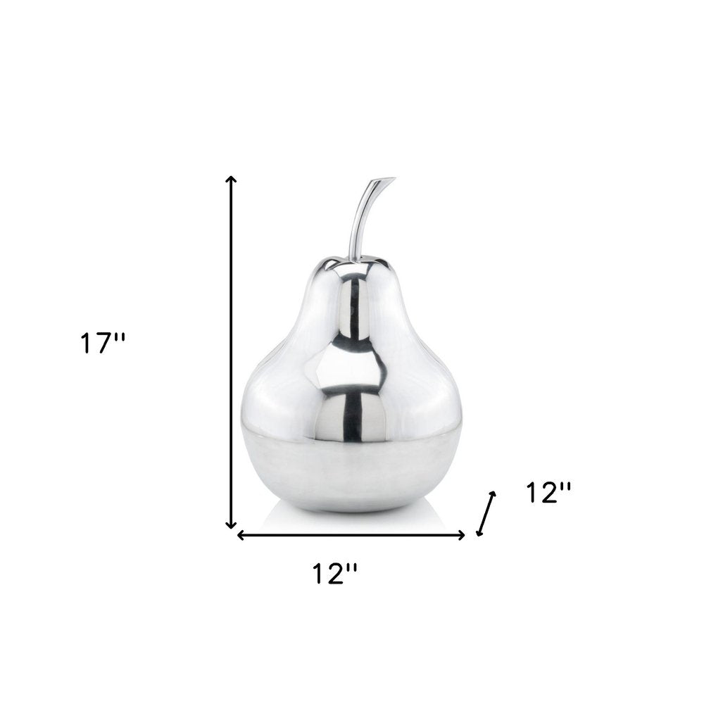 7" Silver Buffed Aluminum Decorative Pear Tabletop Sculpture HomeRoots