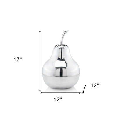 7" Silver Buffed Aluminum Decorative Pear Tabletop Sculpture HomeRoots