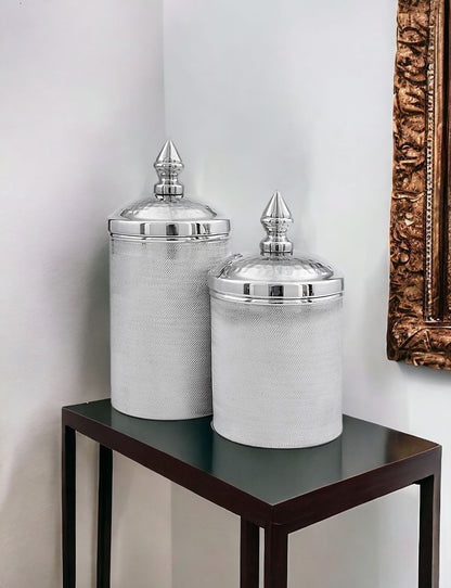 11" Silver Tweed Aluminum Decorative Canister