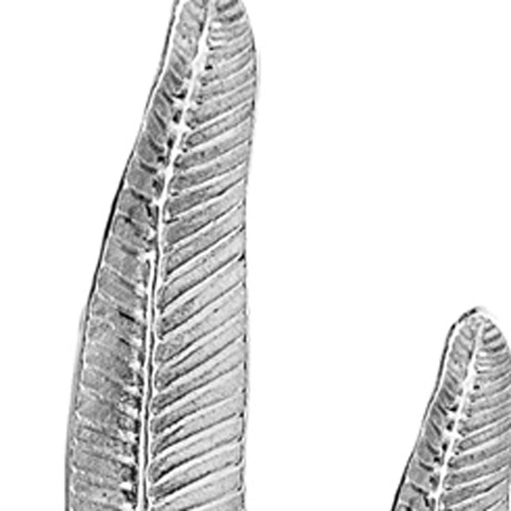 Set of Two Silver Aluminum Tall Feather Tabletop Sculptures HomeRoots