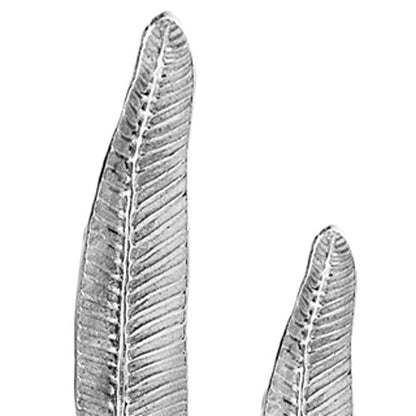 Set of Two Silver Aluminum Tall Feather Tabletop Sculptures HomeRoots