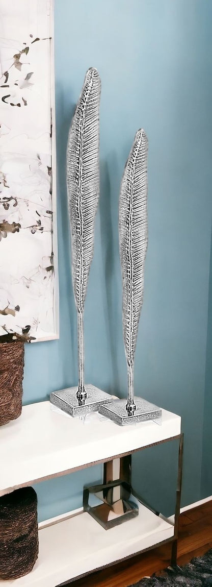 33" Silver Aluminum Tabletop Sculpture